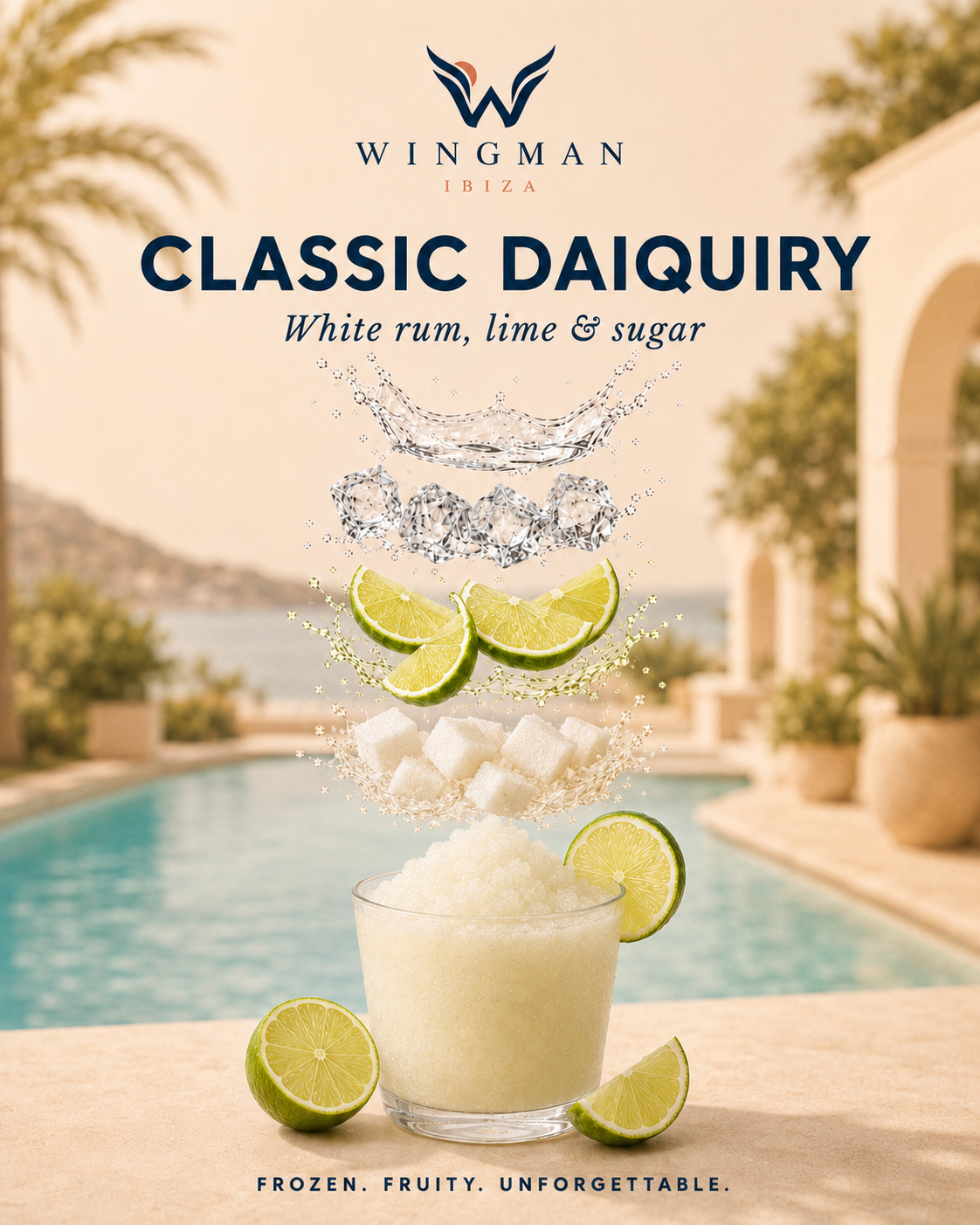 Daiquiri classico slush cocktail for Ibiza villa, Wingman Ibiza