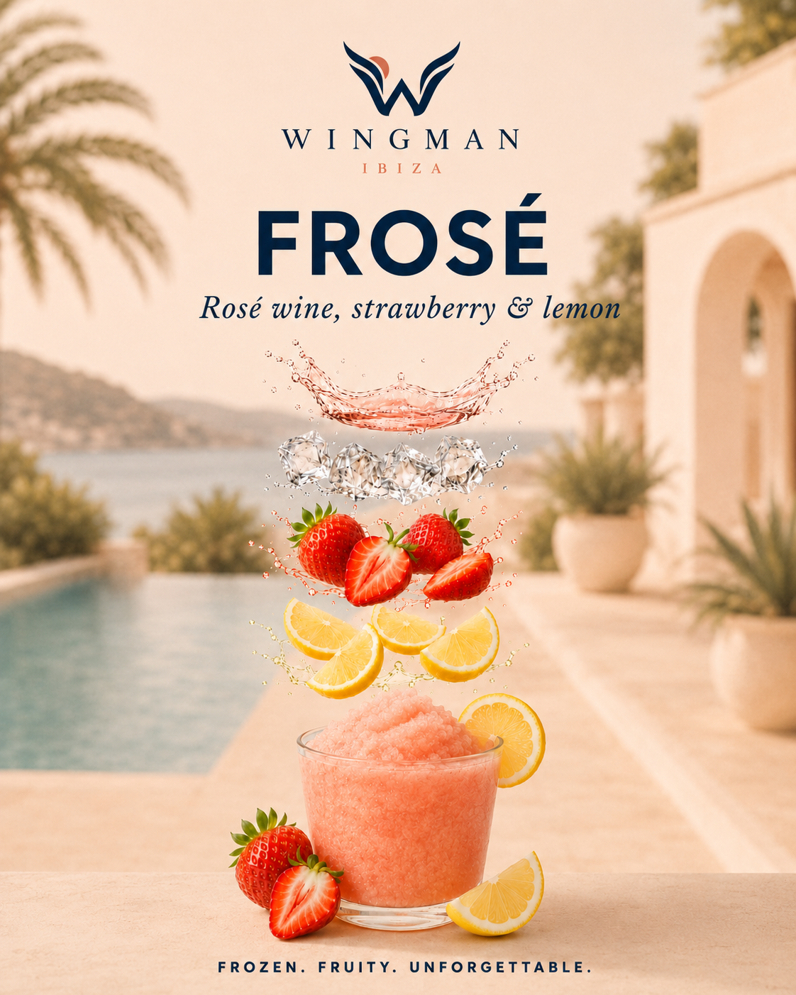 Frosé slush cocktail for Ibiza villa, Wingman Ibiza