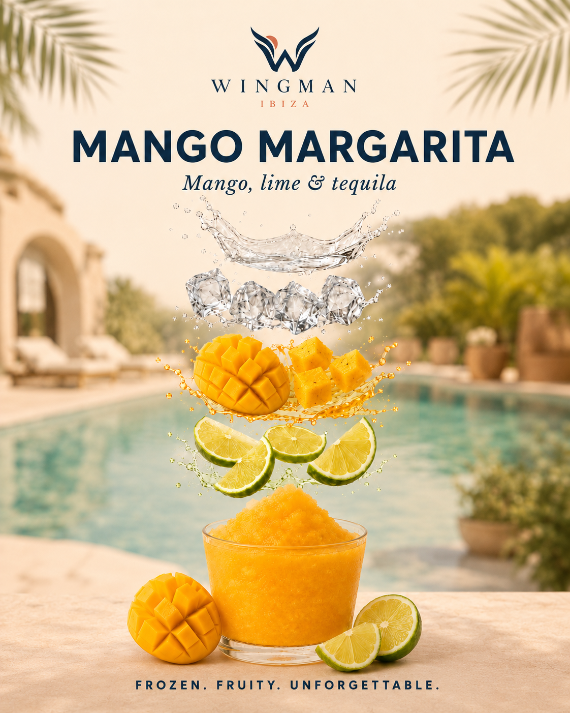 Mango margarita slush cocktail for Ibiza villa, Wingman Ibiza