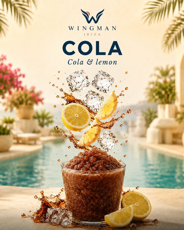 Cola slush mocktail for Ibiza villa, Wingman Ibiza