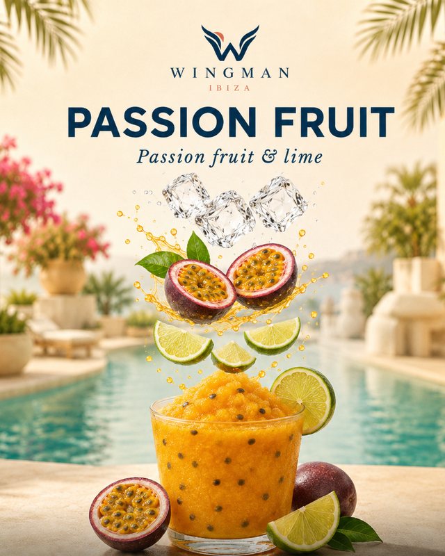 Passion fruit slush mocktail for Ibiza villa, Wingman Ibiza
