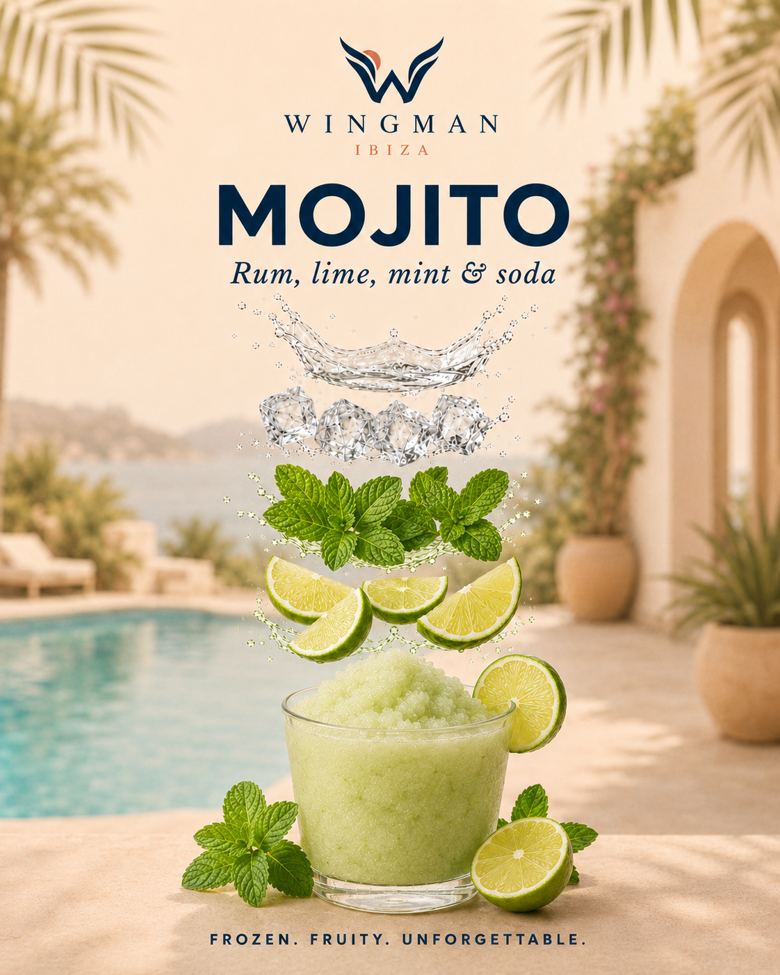 Mojito slush cocktail for Ibiza villa, Wingman Ibiza