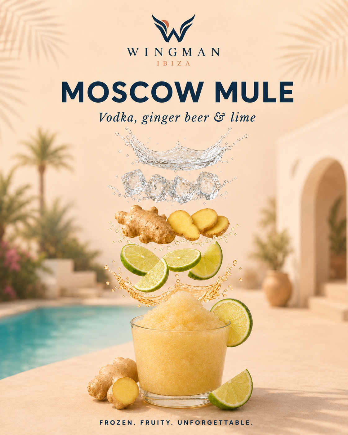 Moscow mule slush cocktail for Ibiza villa, Wingman Ibiza