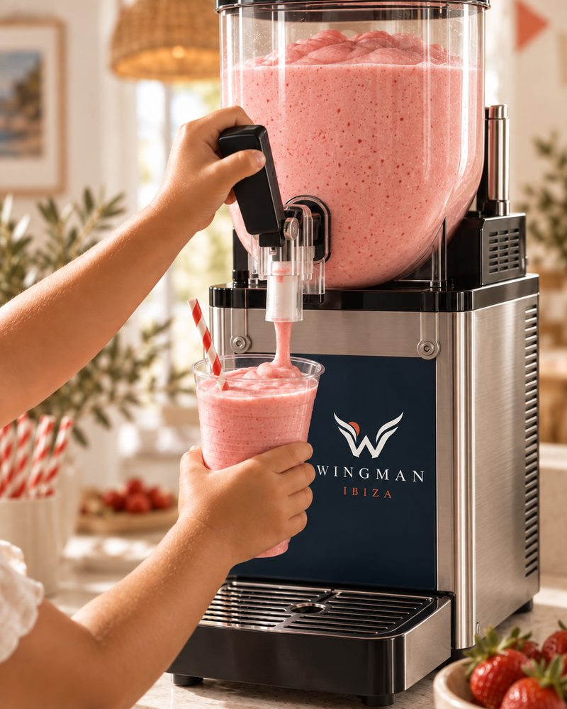 A child filling their own cup from the machine's tap